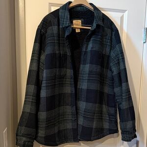 Weatherproof Men's Plaid Shirt Jacket - Black and Green